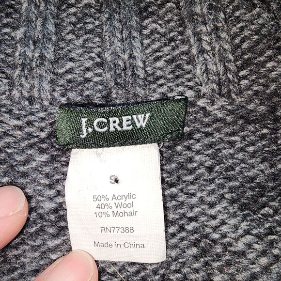 J. Crew Grey Shawl Neck Wool Mohair Blend Sweater Size S - Picture 4 of 6